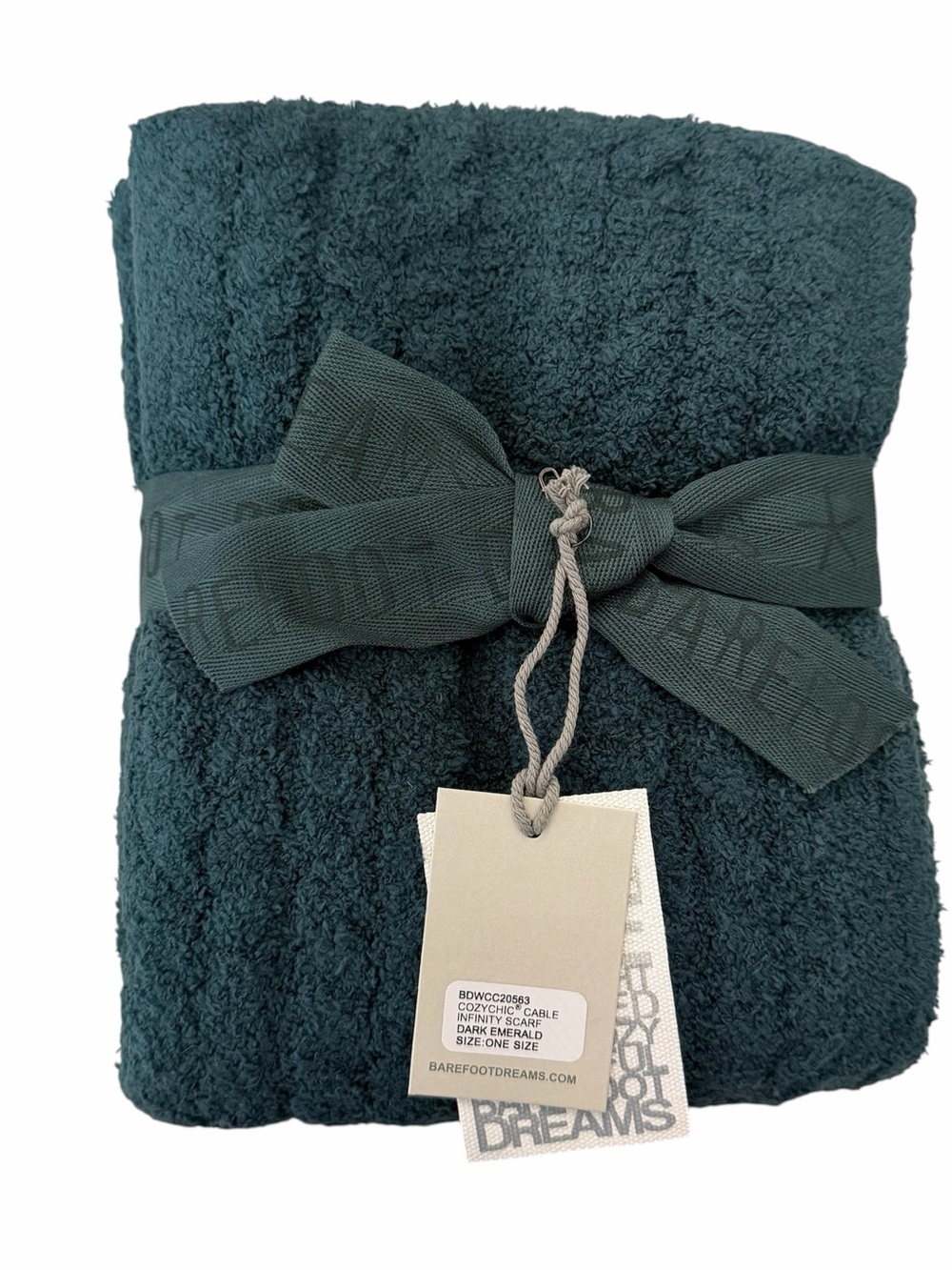 Barefoot Dreams CozyChic Cable Infinity Scarf in Dark Emerald One Size NWT
